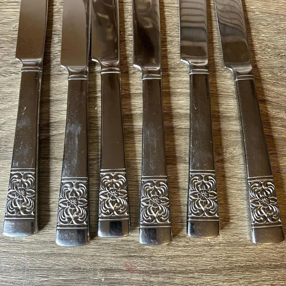 Reed & Barton Lot Of 6 Harvest Bouquet Stainless Steel Steak Knives Replacement